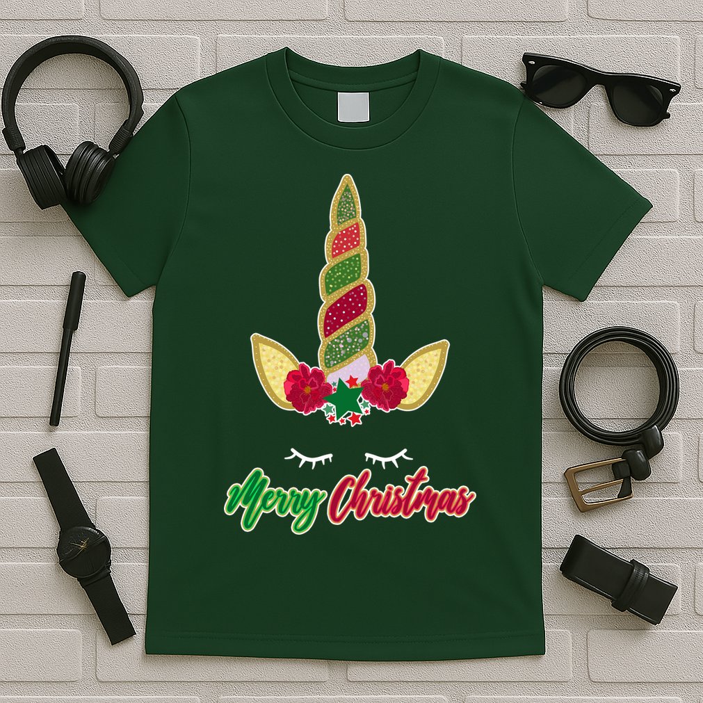 Merry Christmas Unicorn Sparkle T-Shirt