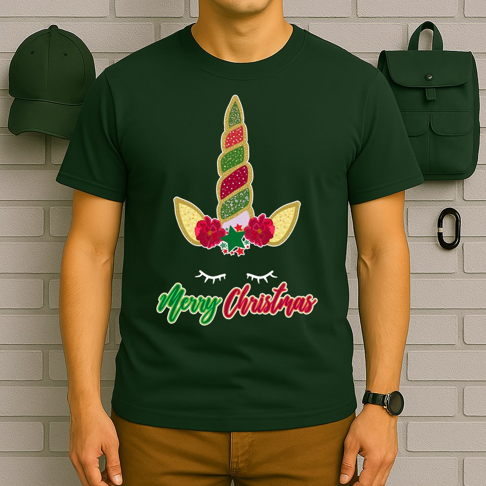 Merry Christmas Unicorn Sparkle T-Shirt
