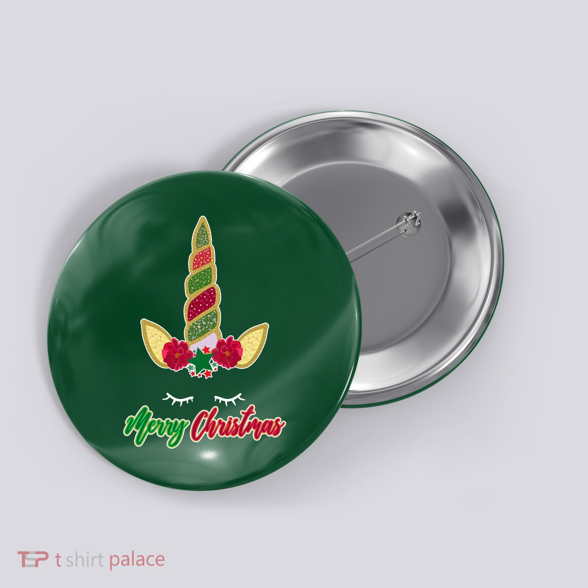 Merry Christmas Unicorn Sparkle Button