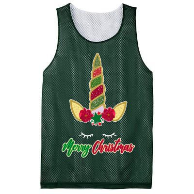 Merry Christmas Unicorn Sparkle Mesh Reversible Basketball Jersey Tank