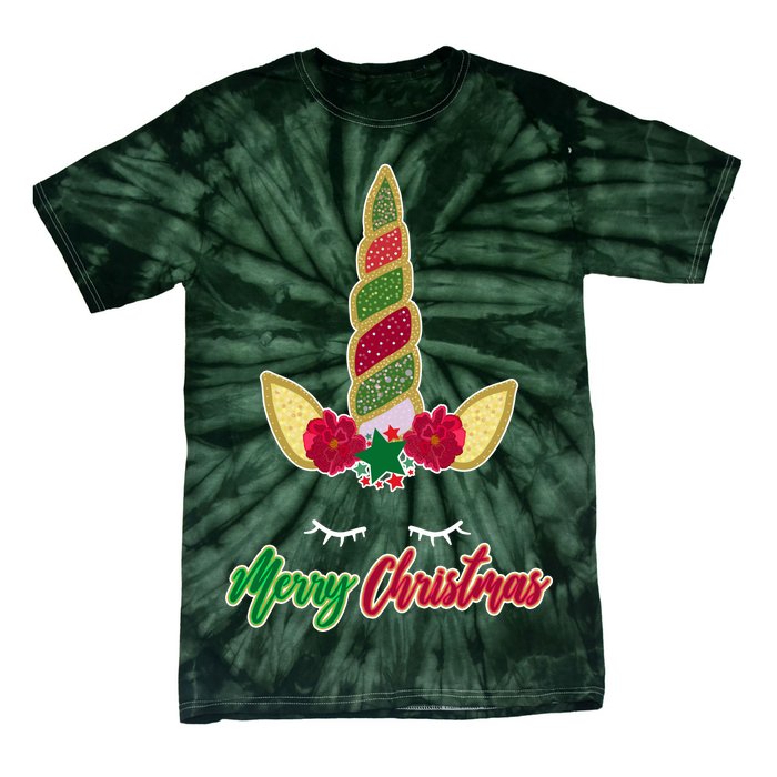 Merry Christmas Unicorn Sparkle Tie-Dye T-Shirt