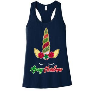 Merry Christmas Unicorn Sparkle Women's Racerback Tank