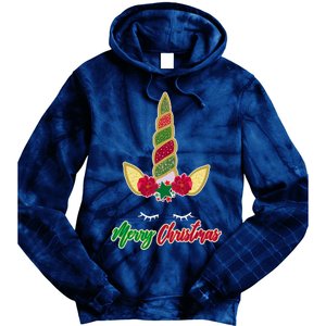 Merry Christmas Unicorn Sparkle Tie Dye Hoodie