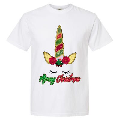 Merry Christmas Unicorn Sparkle Garment-Dyed Heavyweight T-Shirt