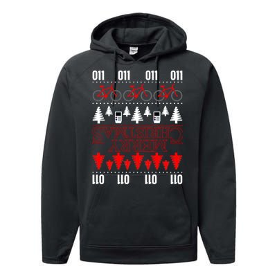 Merry Christmas Upside Down Ugly Sweater Performance Fleece Hoodie