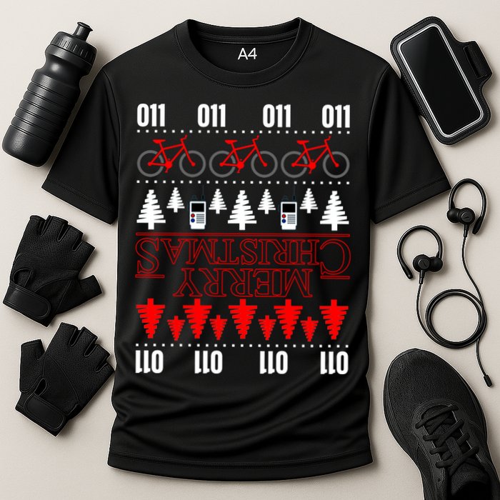 Merry Christmas Upside Down Ugly Sweater Cooling Performance Crew T-Shirt