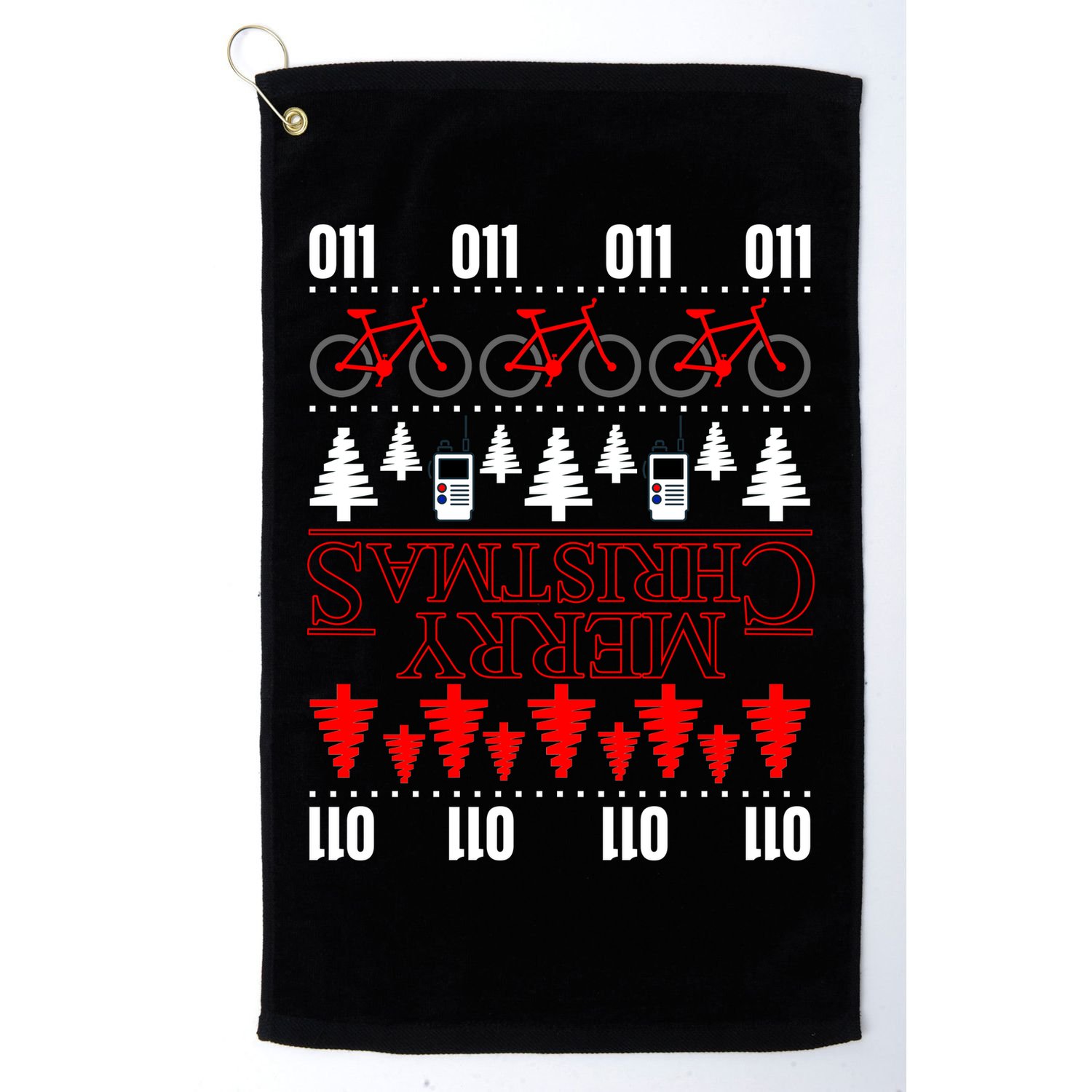 Merry Christmas Upside Down Ugly Sweater Golf Towel