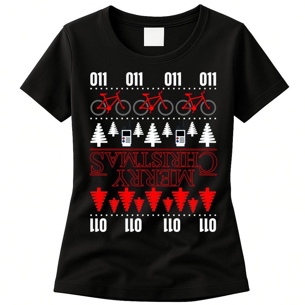 Merry Christmas Upside Down Ugly Sweater Womens T-Shirt
