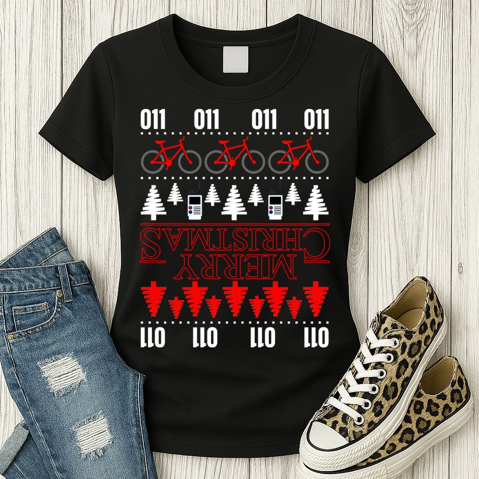 Merry Christmas Upside Down Ugly Sweater Womens T-Shirt