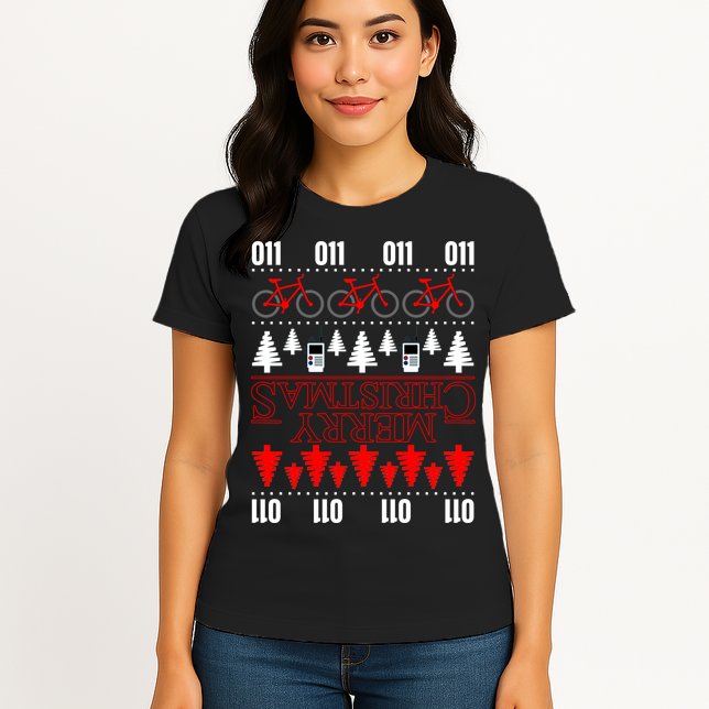 Merry Christmas Upside Down Ugly Sweater Womens T-Shirt