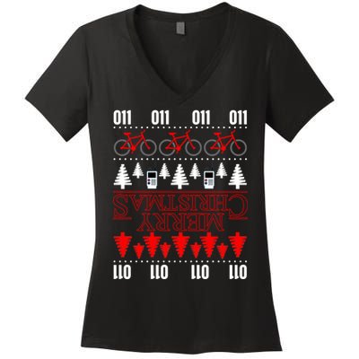Merry Christmas Upside Down Ugly Sweater Women's V-Neck T-Shirt