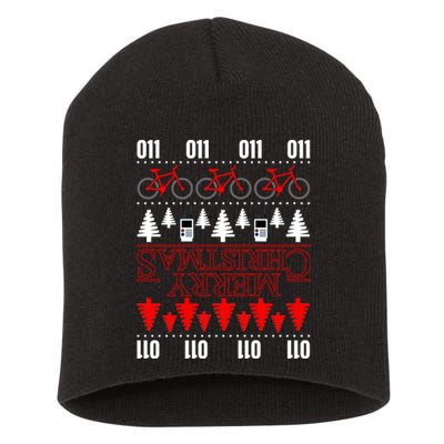 Merry Christmas Upside Down Ugly Sweater Short Acrylic Beanie