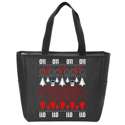 Merry Christmas Upside Down Ugly Sweater Zip Tote Bag