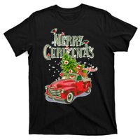 Merry Christmas Vintage Pickup Truck Tree Dachshund  T-Shirt