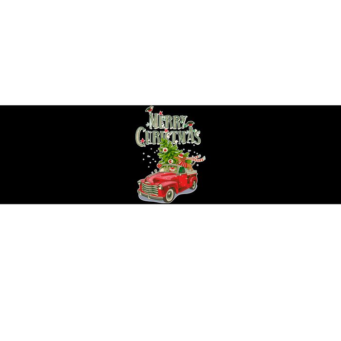 Merry Christmas Vintage Pickup Truck Tree Dachshund  Bumper Sticker