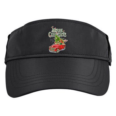 Merry Christmas Vintage Pickup Truck Tree Dachshund  Adult Drive Performance Visor