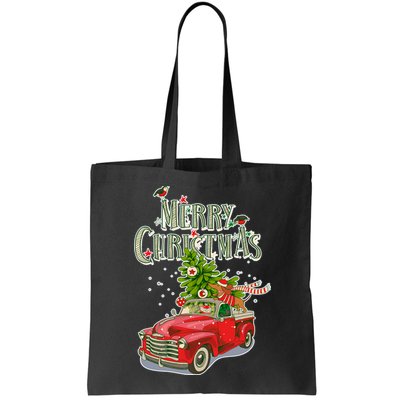 Merry Christmas Vintage Pickup Truck Tree Dachshund  Bag