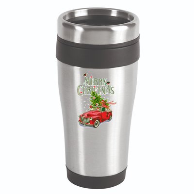 Merry Christmas Vintage Pickup Truck Tree Dachshund  16oz Travel Tumbler