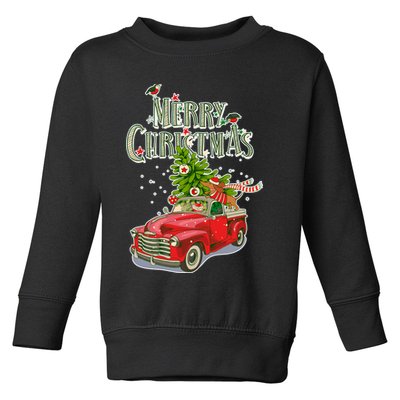 Merry Christmas Vintage Pickup Truck Tree Dachshund  Toddler Sweatshirt