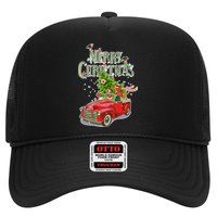 Merry Christmas Vintage Pickup Truck Tree Dachshund  Trucker Hat