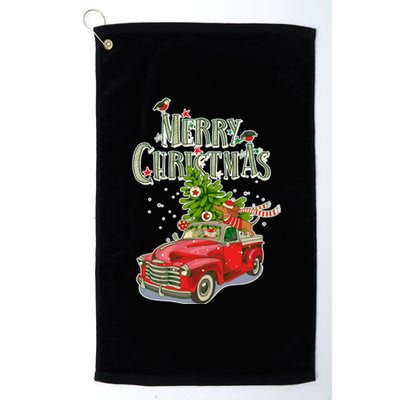 Merry Christmas Vintage Pickup Truck Tree Dachshund  Platinum Collection Golf Towel