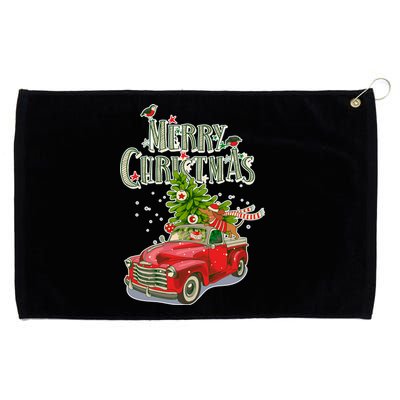 Merry Christmas Vintage Pickup Truck Tree Dachshund  Grommeted Golf Towel