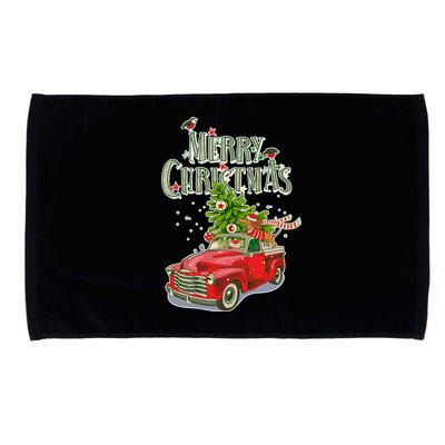 Merry Christmas Vintage Pickup Truck Tree Dachshund  Microfiber Hand Towel