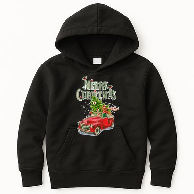 Merry Christmas Vintage Pickup Truck Tree Dachshund  Kids Hoodie