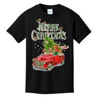 Merry Christmas Vintage Pickup Truck Tree Dachshund  Kids T-Shirt