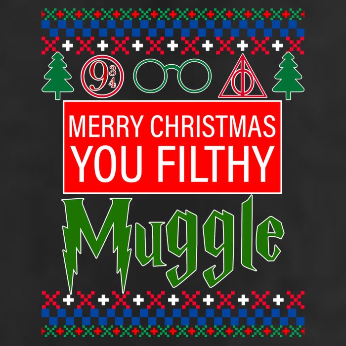 Merry Christmas Ya Filthy Muggle Ugly Sweater 7 Panel Mesh Trucker Snapback Hat