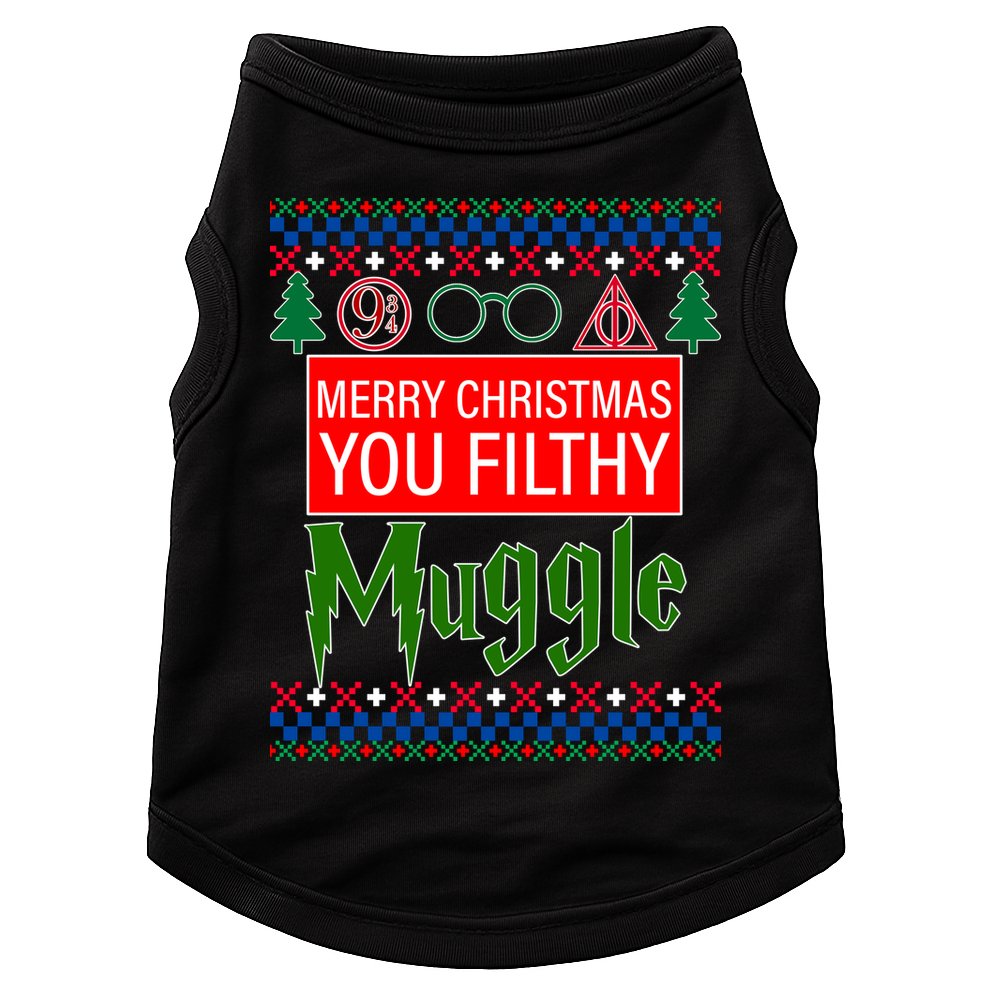 Merry Christmas Ya Filthy Muggle Ugly Sweater Doggie Tank