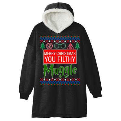 Merry Christmas Ya Filthy Muggle Ugly Sweater Hooded Wearable Blanket