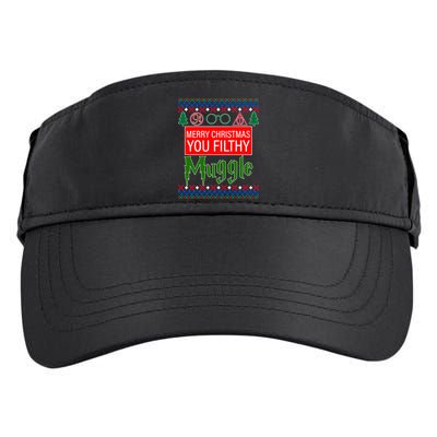 Merry Christmas Ya Filthy Muggle Ugly Sweater Adult Drive Performance Visor