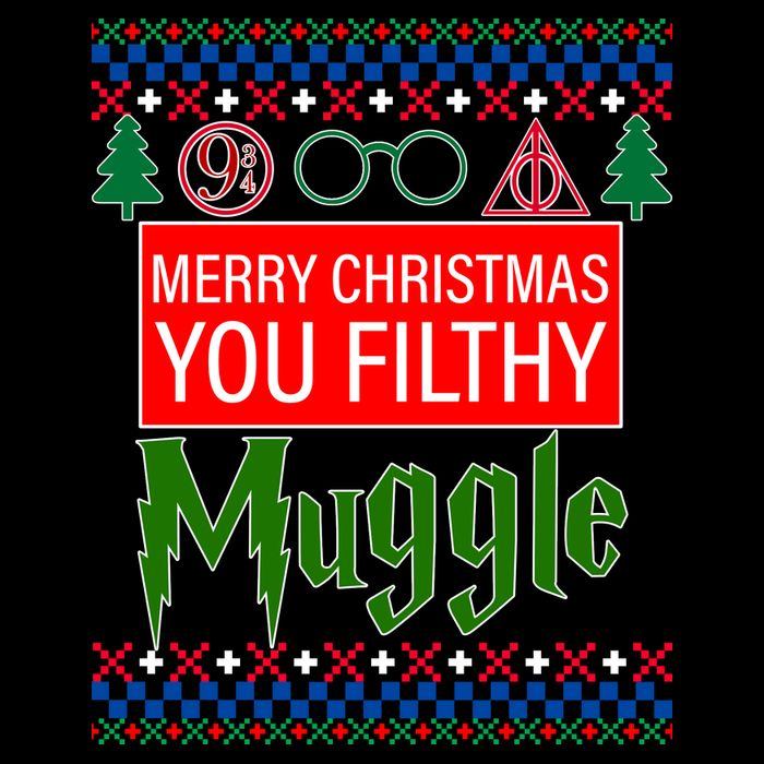 Merry Christmas Ya Filthy Muggle Ugly Sweater Flat Bill Trucker Hat