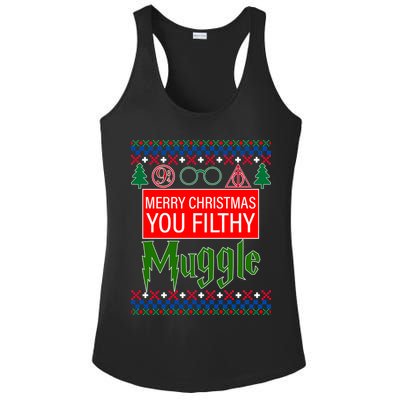 Merry Christmas Ya Filthy Muggle Ugly Sweater Ladies PosiCharge Competitor Racerback Tank