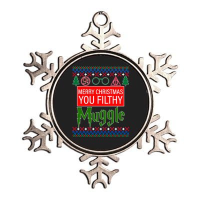 Merry Christmas Ya Filthy Muggle Ugly Sweater Metallic Star Ornament