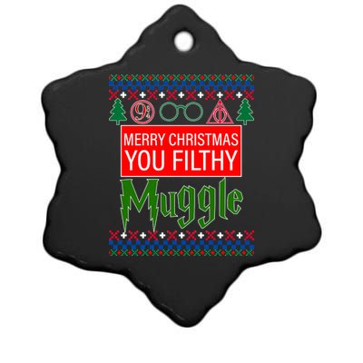 Merry Christmas Ya Filthy Muggle Ugly Sweater Ceramic Star Ornament