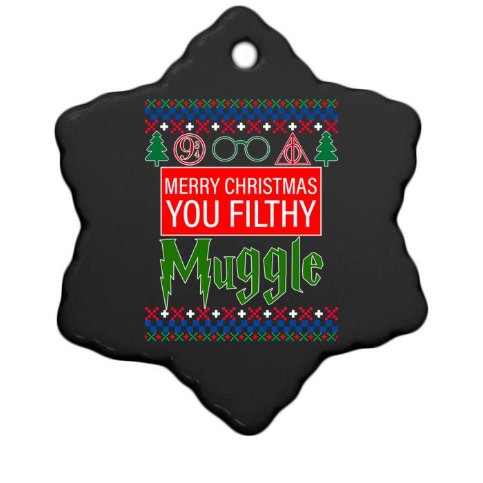 Merry Christmas Ya Filthy Muggle Ugly Sweater Ceramic Star Ornament