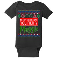 Merry Christmas Ya Filthy Muggle Ugly Sweater Baby Bodysuit