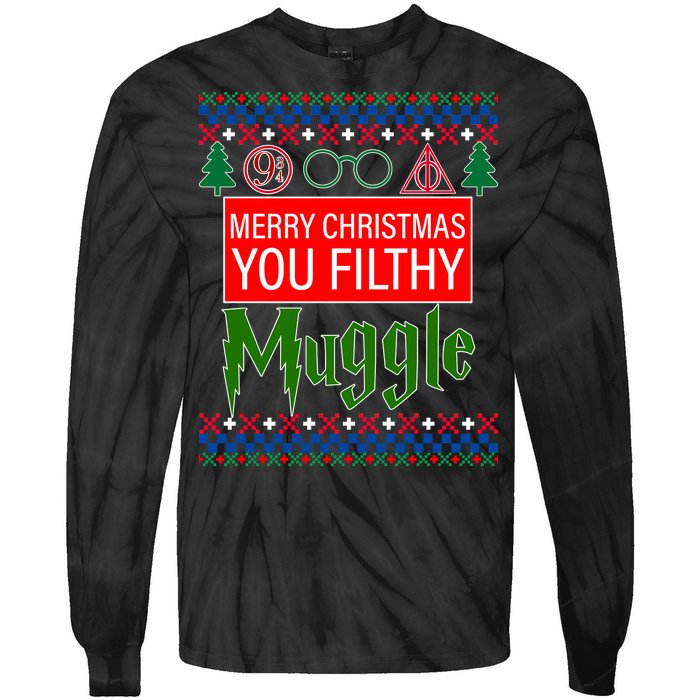 Merry Christmas Ya Filthy Muggle Ugly Sweater Tie-Dye Long Sleeve Shirt