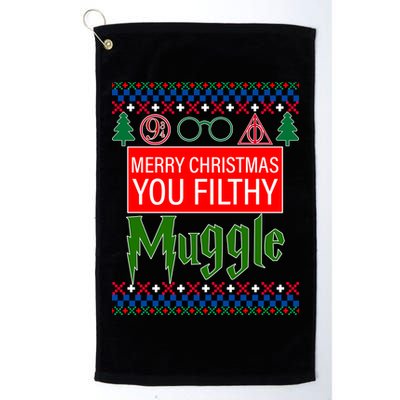 Merry Christmas Ya Filthy Muggle Ugly Sweater Golf Towel