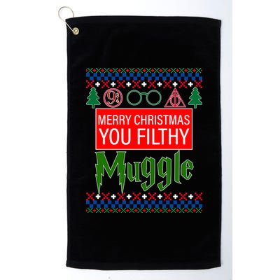 Merry Christmas Ya Filthy Muggle Ugly Sweater Platinum Collection Golf Towel