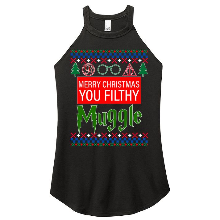 Merry Christmas Ya Filthy Muggle Ugly Sweater Women's Perfect Tri Rocker Tank