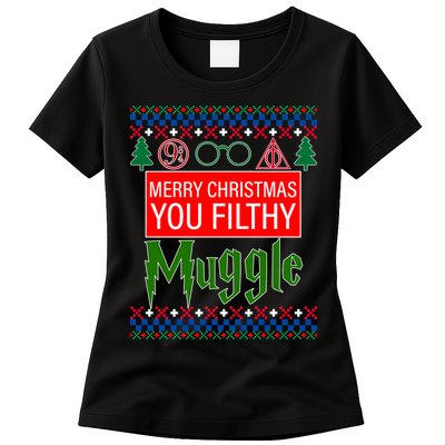 Merry Christmas Ya Filthy Muggle Ugly Sweater Womens T-Shirt
