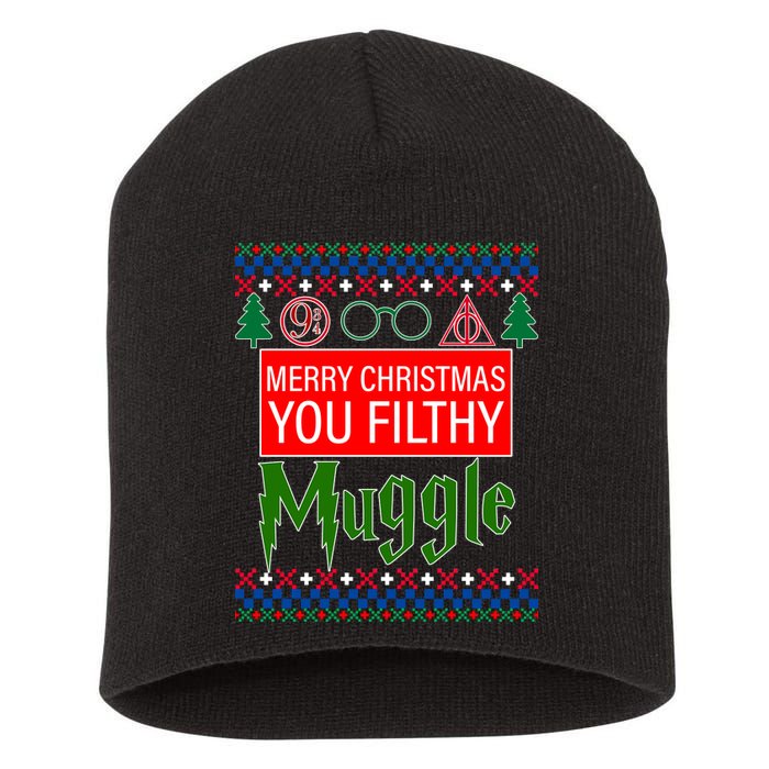 Merry Christmas Ya Filthy Muggle Ugly Sweater Short Acrylic Beanie