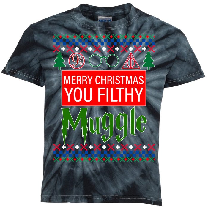 Merry Christmas Ya Filthy Muggle Ugly Sweater Kids Tie-Dye T-Shirt