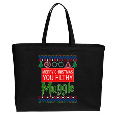 Merry Christmas Ya Filthy Muggle Ugly Sweater Cotton Canvas Jumbo Tote