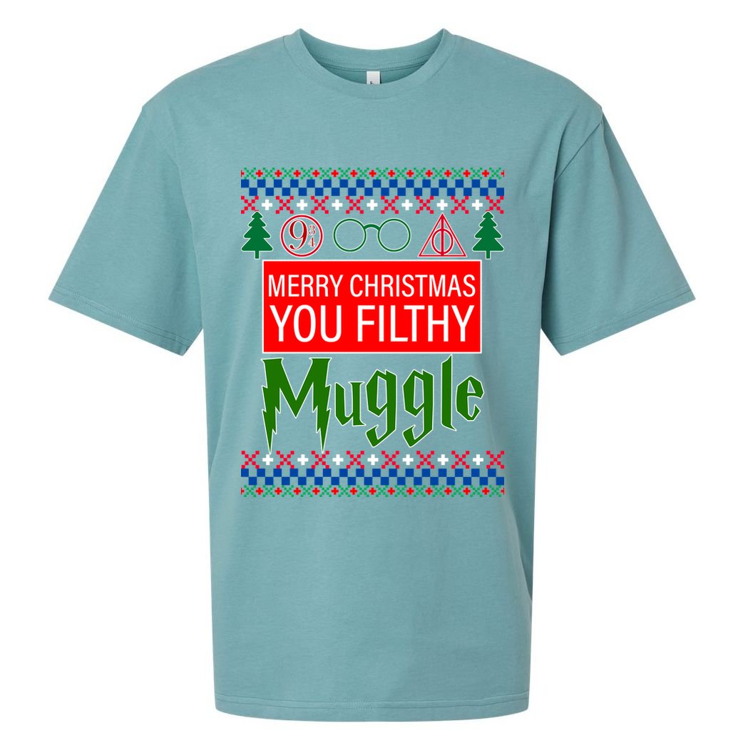 Merry Christmas Ya Filthy Muggle Ugly Sweater Sueded Cloud Jersey T-Shirt