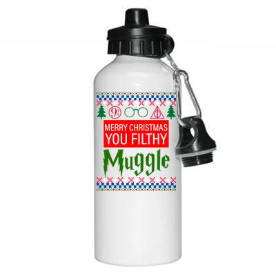 Merry Christmas Ya Filthy Muggle Ugly Sweater Aluminum Water Bottle