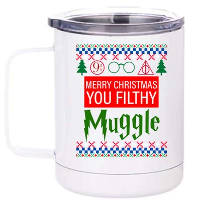 Merry Christmas Ya Filthy Muggle Ugly Sweater 12 oz Stainless Steel Tumbler Cup